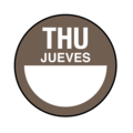 Nevs DaySpots - Thursday/Jueves 1" circle White w/Brown DDOT-THS1